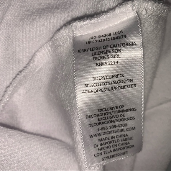 Dickies White Long Sleeve Crop Top Crewneck with black logo size S - Picture 4 of 4